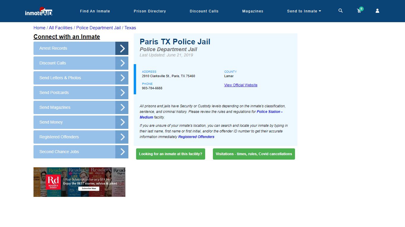 Paris TX Police Jail & Inmate Search - Paris, TX